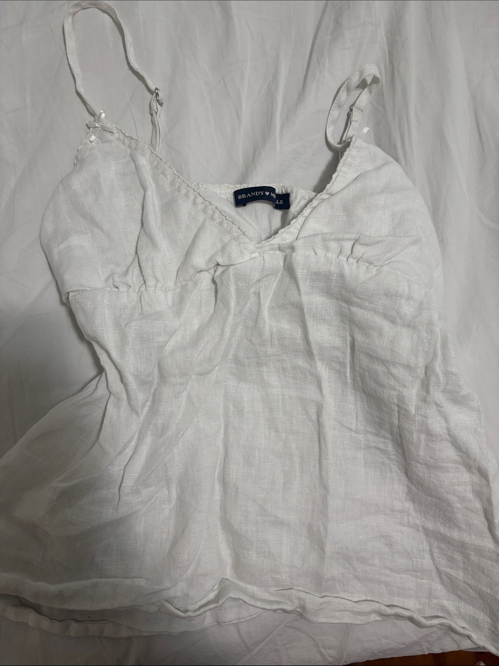 Brandy Melville White Edith Linen Tank